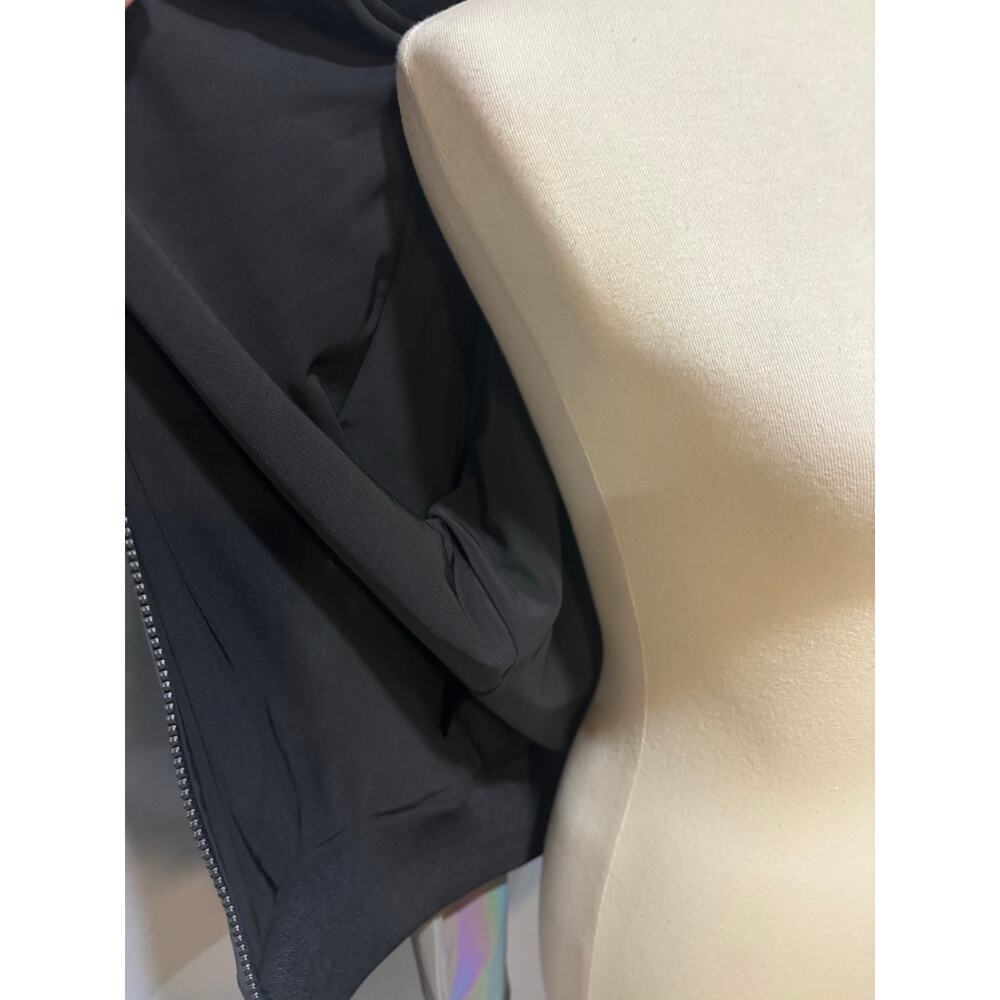 Holographic Reflective Bomber Jacket Iridescent Silver Black Line Noli, Size S - Picture 6 of 10